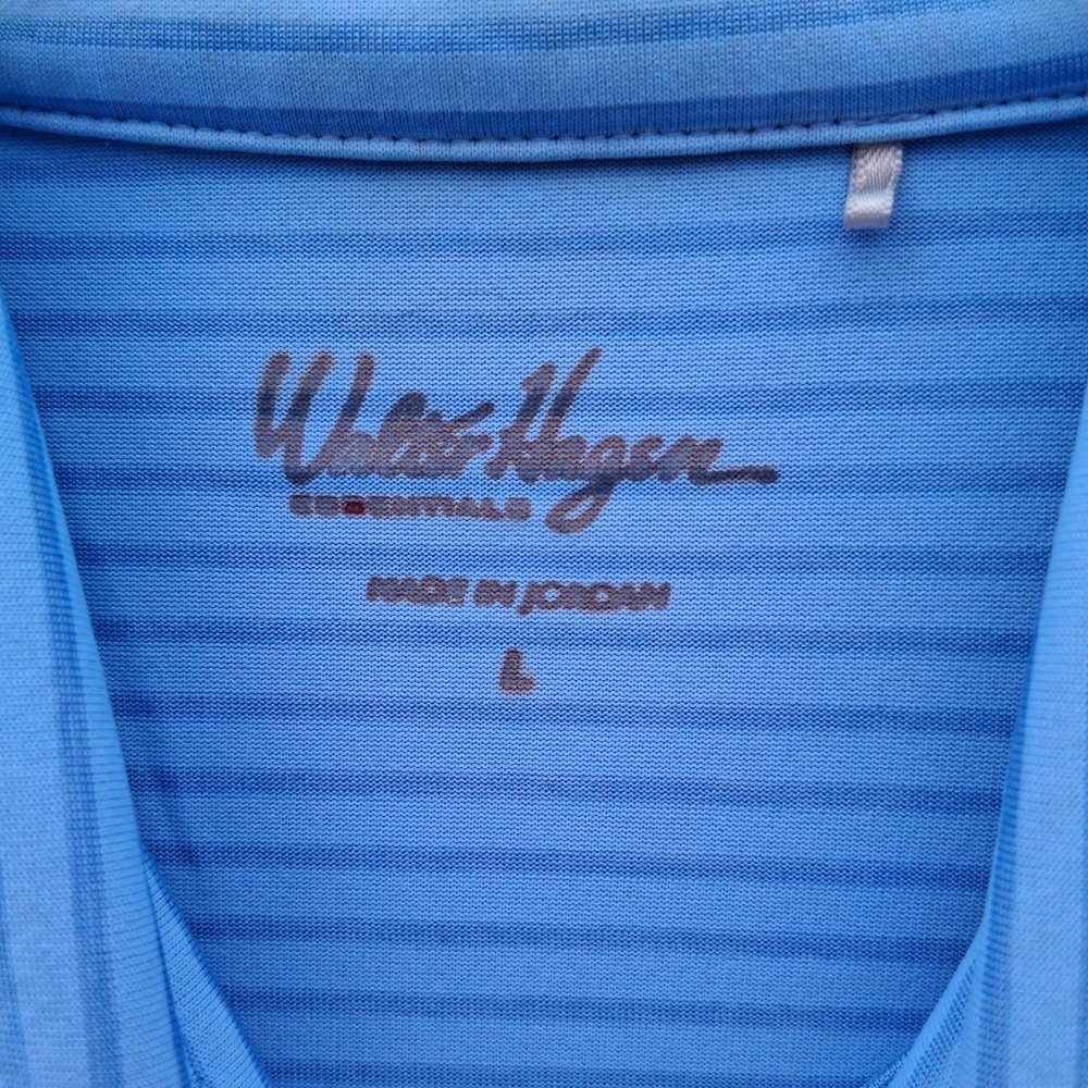 Walter Hagen Essentials Golf Polo Shirt Striped‎ Athletic Blue Mens Size L